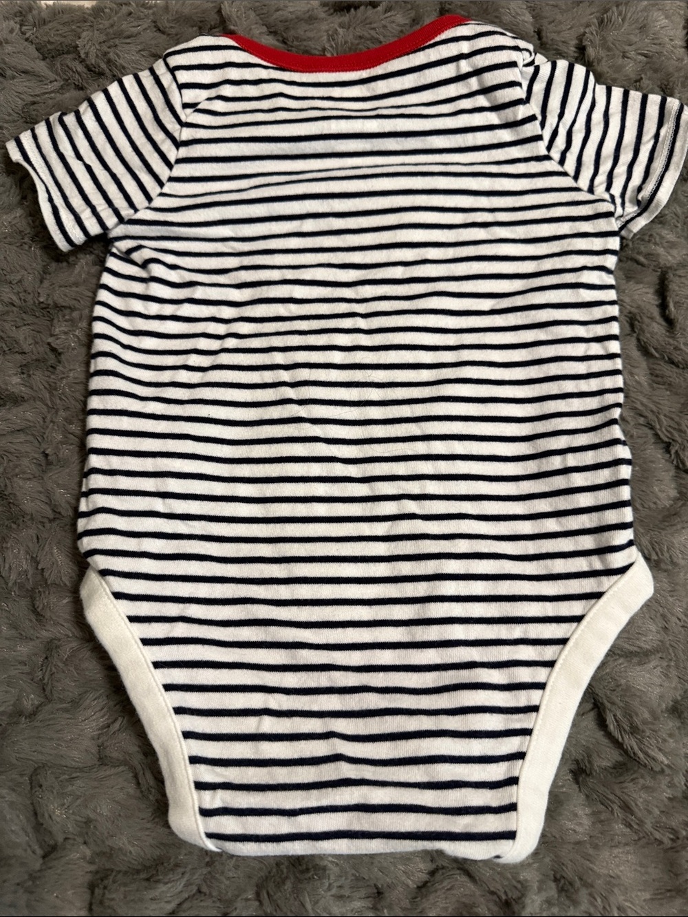 GAP Black & White Striped Baby One-Piece with Red Trim - Picture 2 of 4